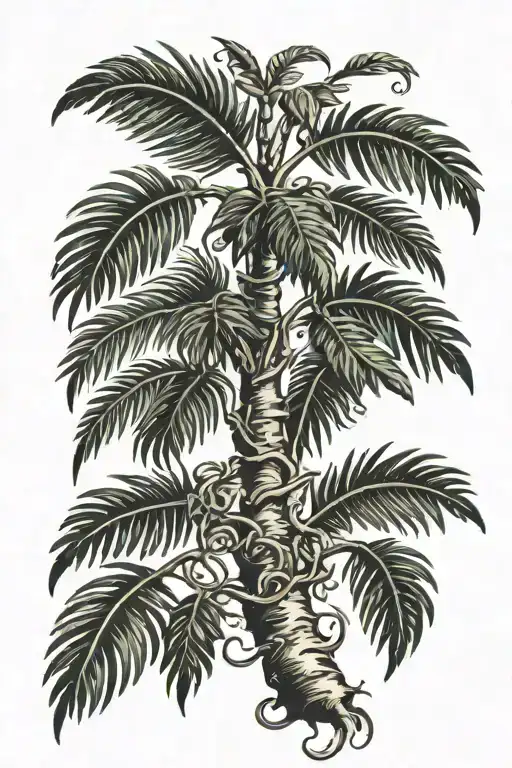 Palm Treetribul Vine Growing Roots Growing