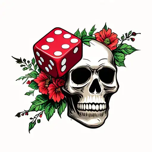 Dice With Mexican Skull Surrounded