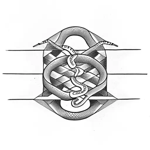 Snake Intertwined With A Geometric Shape Representing Strength And Transformation