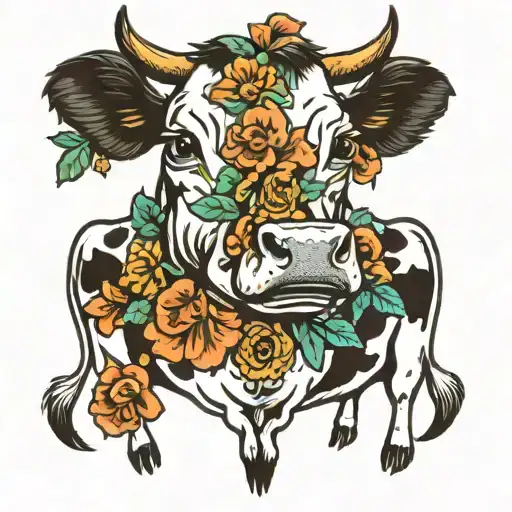 Cow Holding Flowers