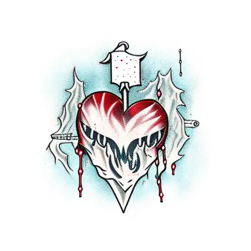 Dripping Blood Heart With Sword