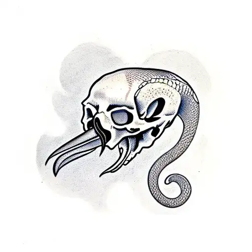 Raven Skull With Snake