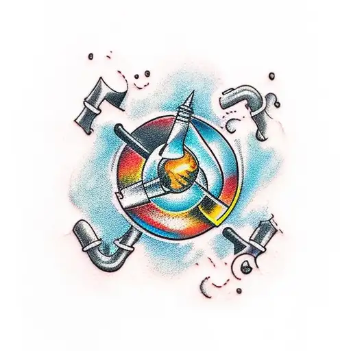 Creative Tattoo Design Combining Chemistry Symbols And Kids Playing With Molten Steel