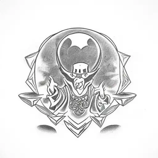 Waist Up Of A Menacing Wizard With A Crystal Ball In The Background