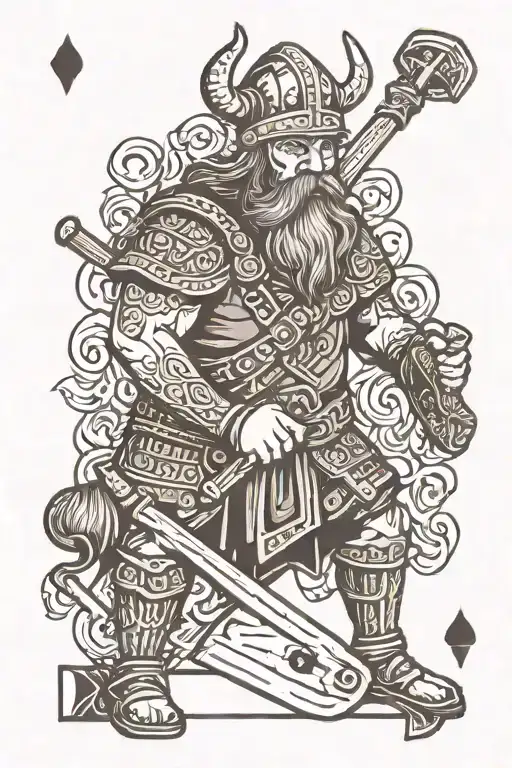 Viking With An Axe In The Form Of A Playing Card