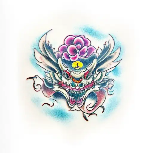 A Tattoo With A Head Of Butterfly And A Body Of A Chinese Dragon