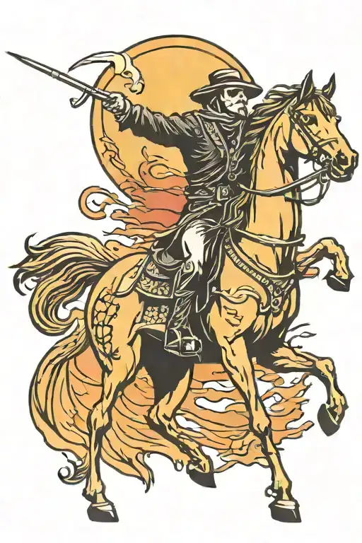 Reaper Riding A Horse Into Sunset