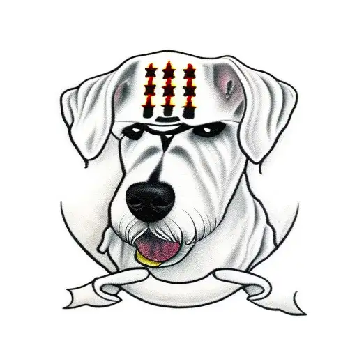 White Hound Dog In Black And White