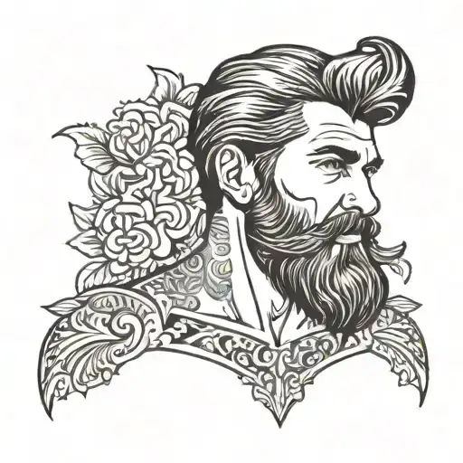 Muscular Gay Man With Beard Standing