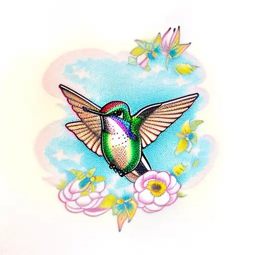 Hummingbird With Flowers