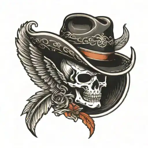 Black Cowboy Hat With Wings And Date Of Death I