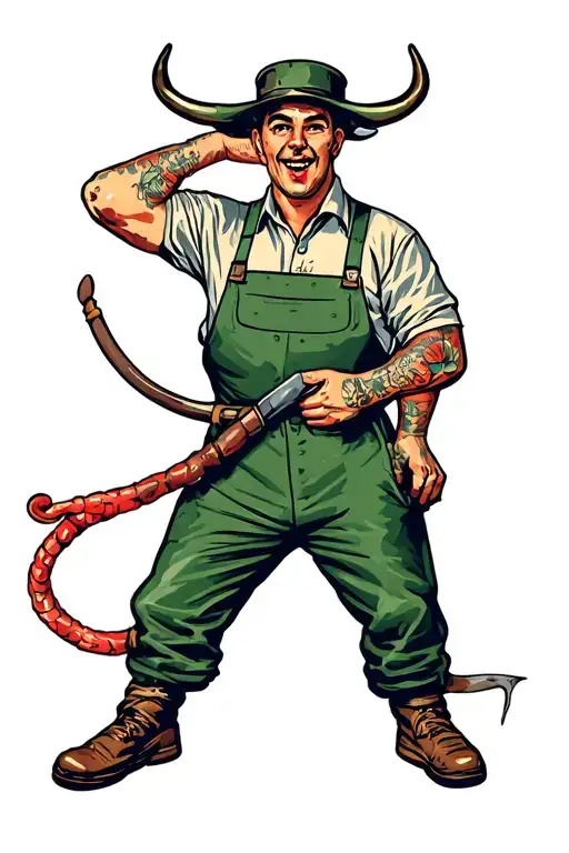 Soviet Style Propaganda Poster Of Bull Goring Slaughterhouse Worker