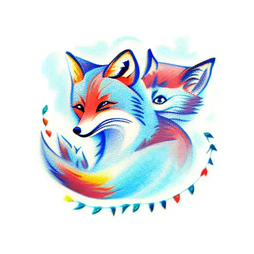 Happy Foxes Forest Colorful