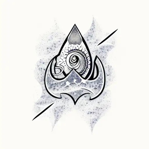 Arabic Words With Waves Shark As Sleeve On The Arm