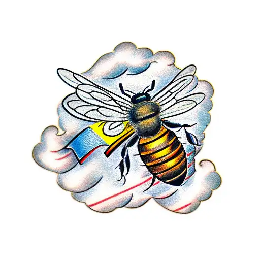 Communist Honey Bee With A Flag Underneath