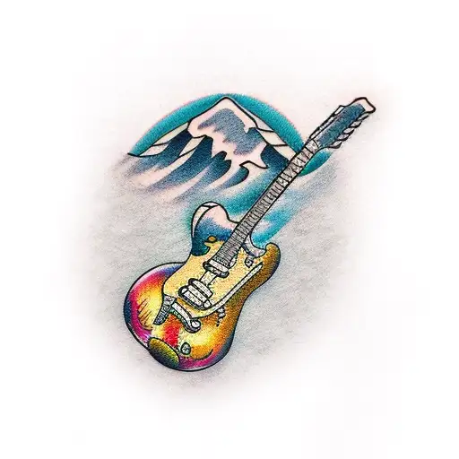 Guitar With Mountain