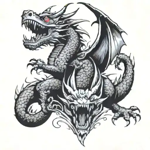 Dragon With 2 Head One Sad One Crazy Eyes Jumps