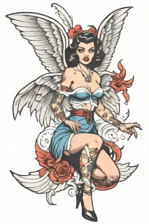 Pin Up Demon Girl With Large Wings