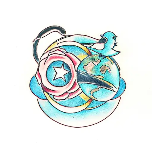 Globe With Bird And Rose