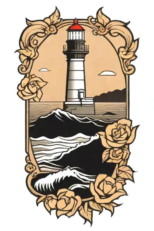 American Traditional Style Tattoo Lighthouse Outline