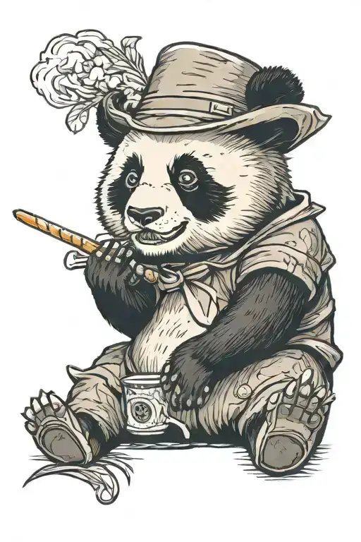 Panda With A Joint In A Hat