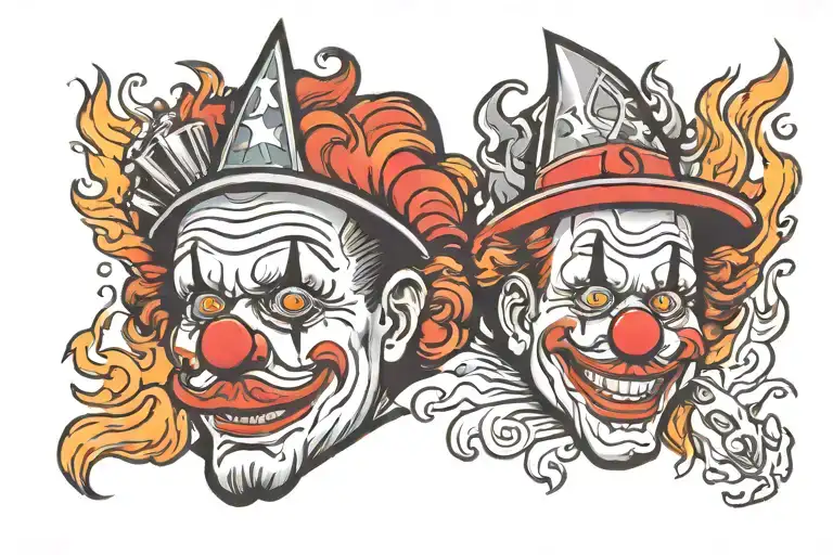 Clown Head And Fire