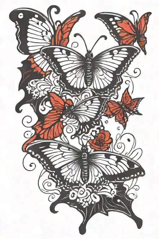 Red Ink Butterflys With A Quote
