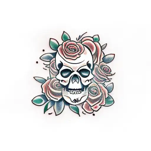 Mexican Skull Whit Roses