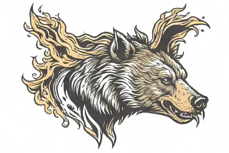 Funny Bear's Head On Fire