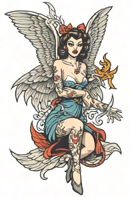 Pin Up Demon Girl With Large Wings