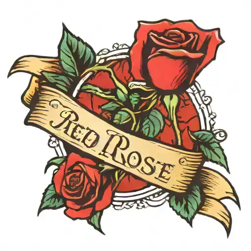 Red Rose With A Banner Wrapped