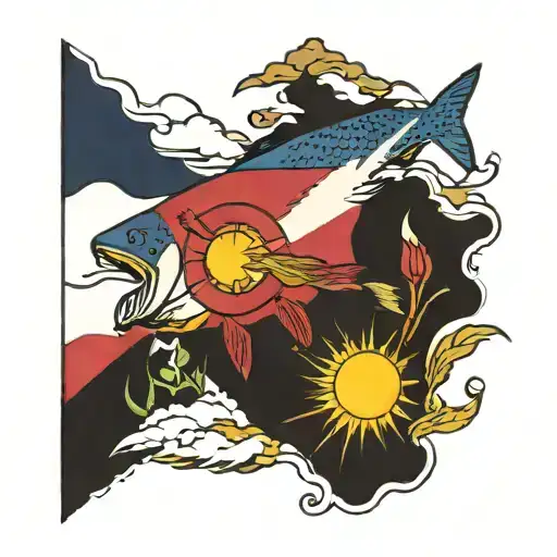 Colorado Flag With Fish