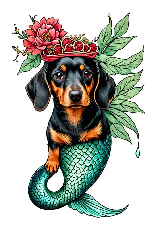 Weiner Dog With Mermaid Tail