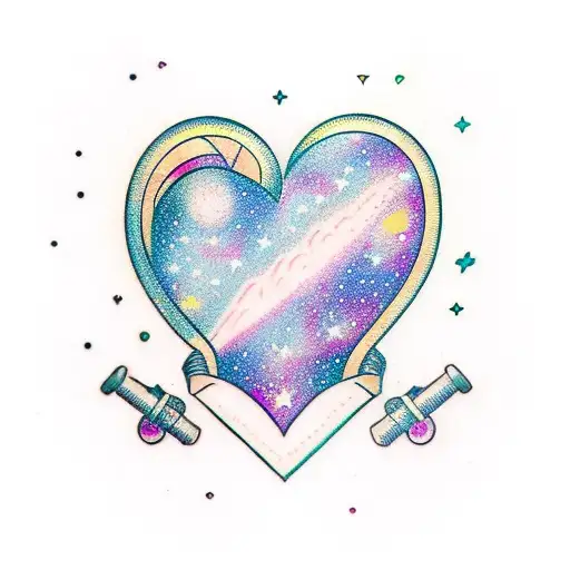 Heart With Galaxy Background Trespassed By A Sword