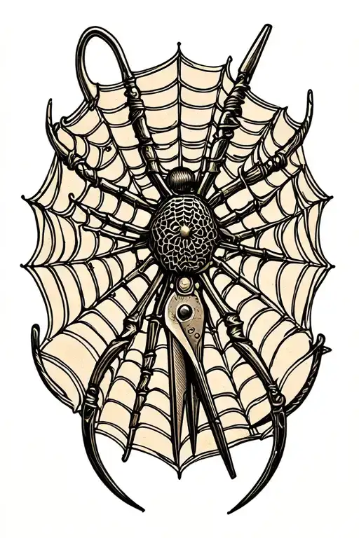 Antique Scissors With Spider Webs Entwined