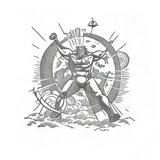 Atlas Holding The Earth Up While Demons Claw At His Legs Trying To Bring Him Down