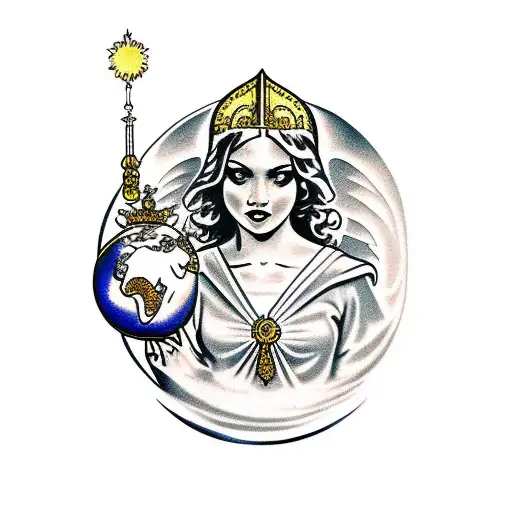 Angelic Lord With Mantle Cristal Globe In Hands