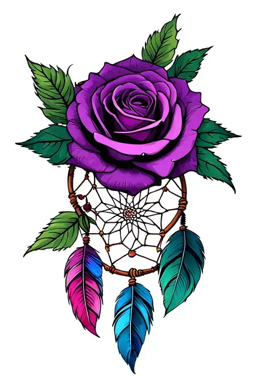 Purple Rose With Dream Catcher
