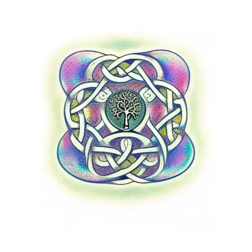 Irish Tree Of Life And Celtic Knots
