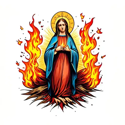 Virgin Mary Surrounded By Fire