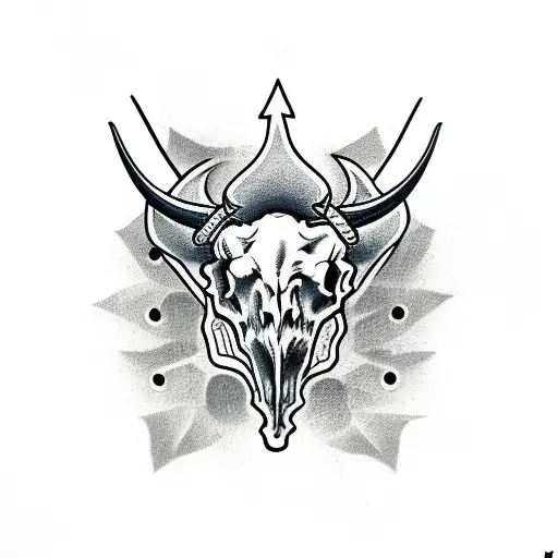 Bull Skull With Dragon