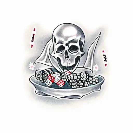 Death And A Witch Playing Dice At A Table