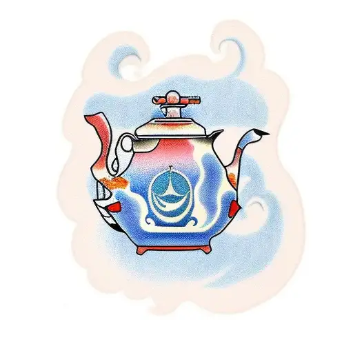 Coffee Pot With Japanese Wave Comming Out