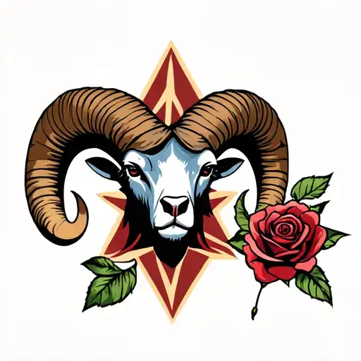 Ram Star Sign And Rose