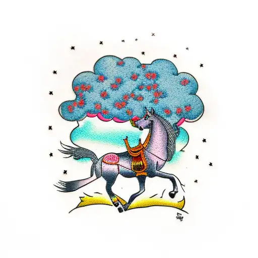 Horse With A Tree And A Cross