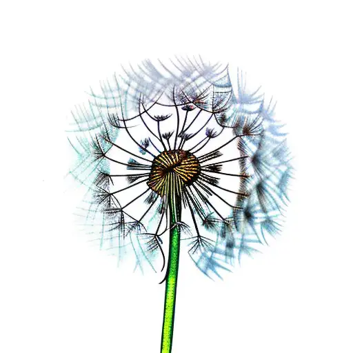 Dandelion With Stem And Fern Leaf