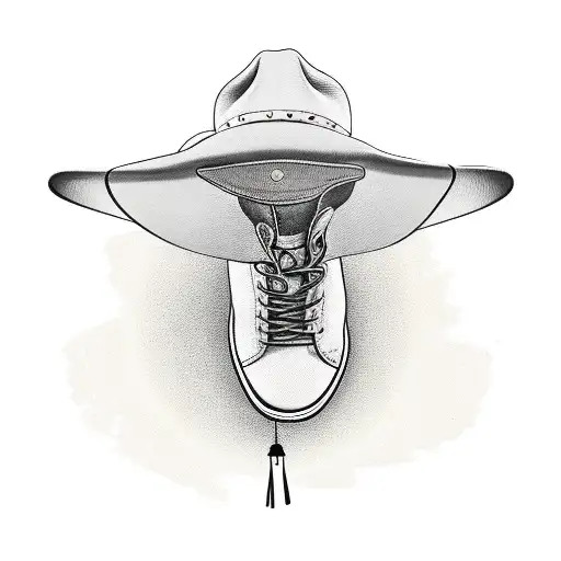 Horse Saddle On The Ground With Boots And A Hat Next To It