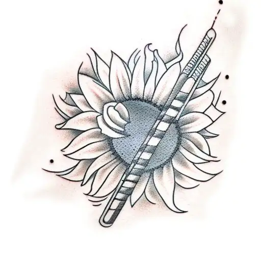 Drum Sticks And A Sunflower