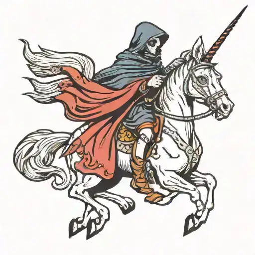 Grim Reaper Riding Unicorn Cute