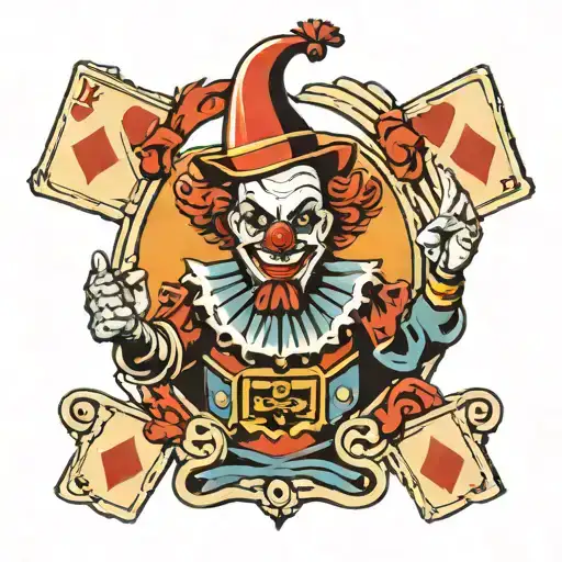 Evil Clown Holding Playing Cards